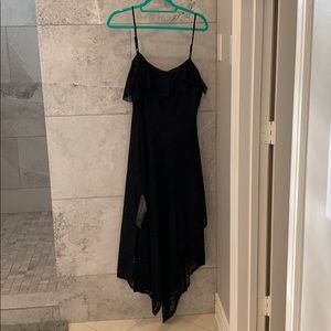 Black high- low BCBG lace dress.